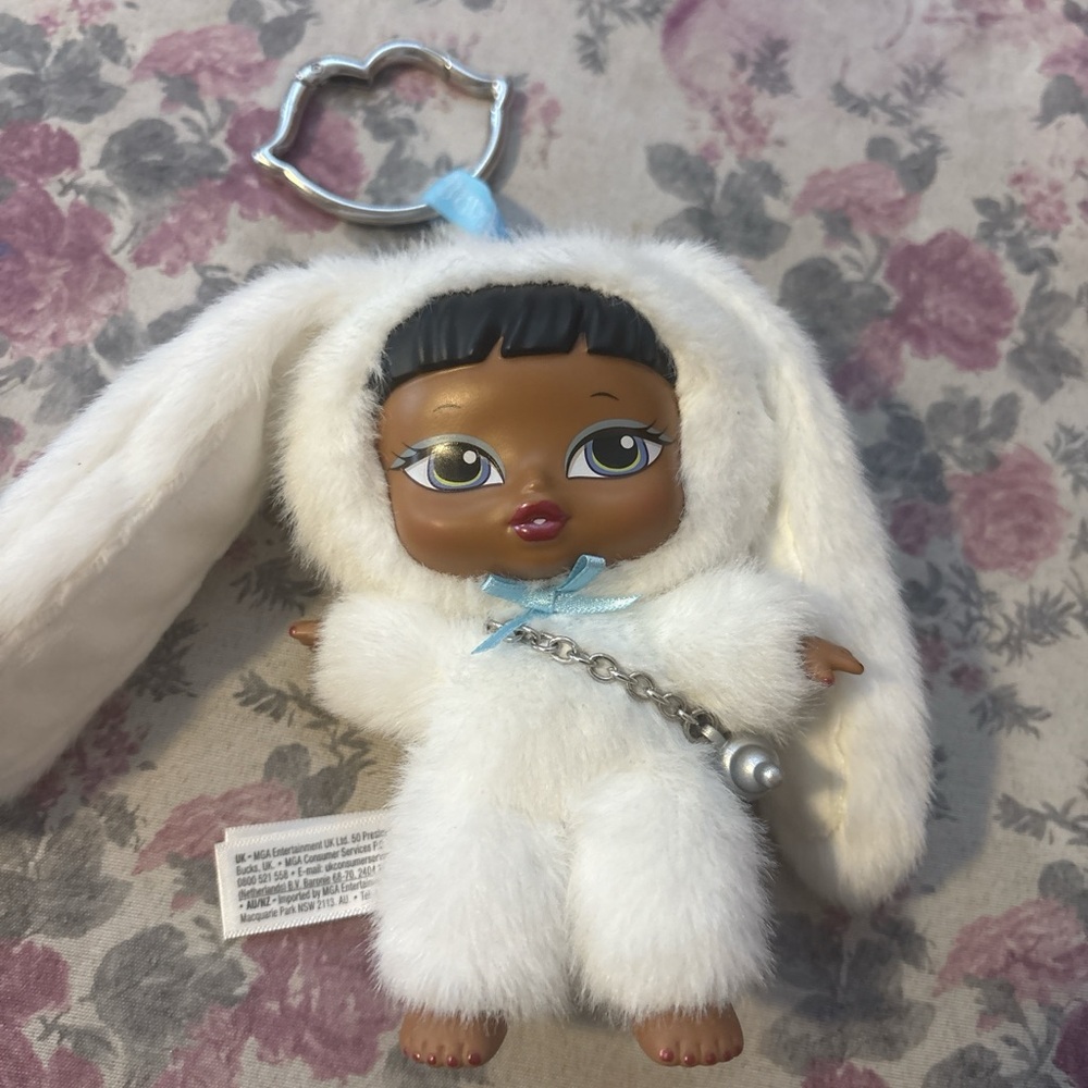 Plush Bunny Keychain with Doll